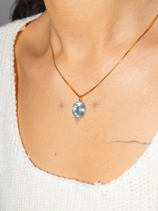 Miami Blue Aquamarine Oval Cut Charm in Yellow 14k Gold