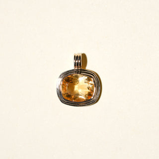 Citrine Triple East West Cushion Cut Charm in Yellow 14k Gold