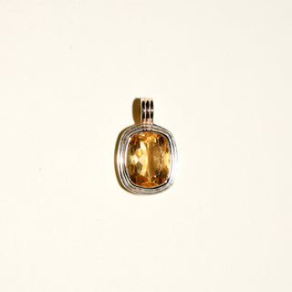 Citrine Triple Cushion Cut Charm in Yellow 14k Gold