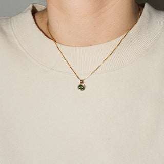 Fairway Green Tourmaline Triple Cushion Cut Charm in Yellow 14k Gold