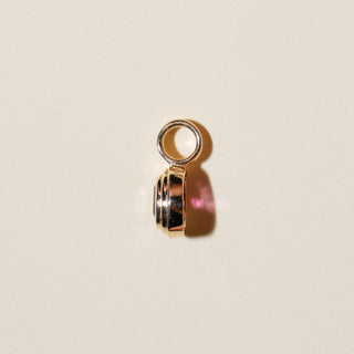 Pink Yarrow Tourmaline Triple Cushion Cut Charm in Yellow 14k Gold