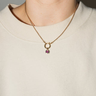 Pink Yarrow Tourmaline Triple Cushion Cut Charm in Yellow 14k Gold