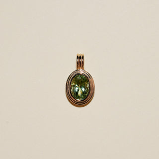 Winter Green Tourmaline Triple Oval Cut Charm in Yellow 14k Gold