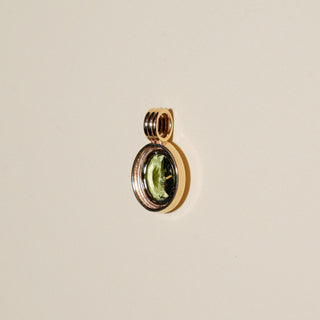 Winter Green Tourmaline Triple Oval Cut Charm in Yellow 14k Gold