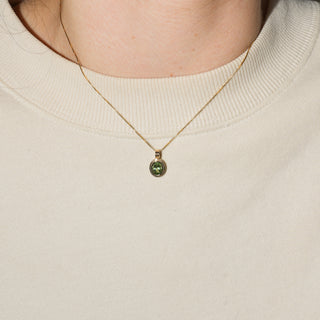 Winter Green Tourmaline Triple Oval Cut Charm in Yellow 14k Gold