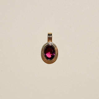 Cerise Pink Tourmaline Triple Oval Cut Charm in Yellow 14k Gold