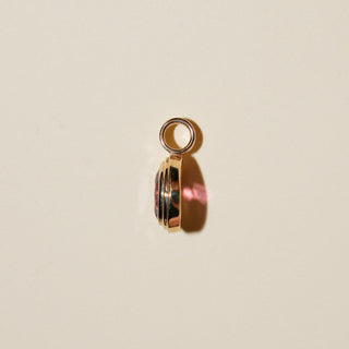 Cerise Pink Tourmaline Triple Oval Cut Charm in Yellow 14k Gold