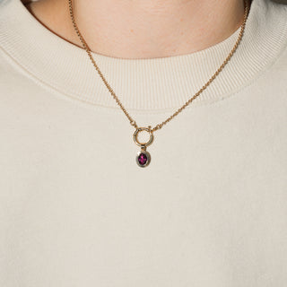 Cerise Pink Tourmaline Triple Oval Cut Charm in Yellow 14k Gold