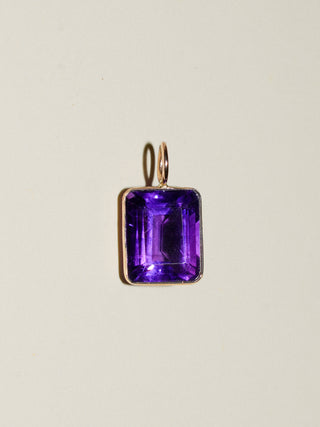 Devilsbit Amethyst Emerald Cut Charm in Yellow 14k Gold