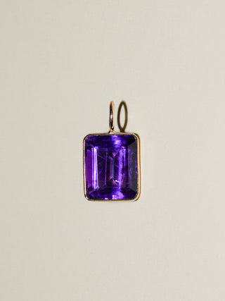 Devilsbit Amethyst Emerald Cut Charm in Yellow 14k Gold