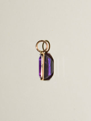 Devilsbit Amethyst Emerald Cut Charm in Yellow 14k Gold