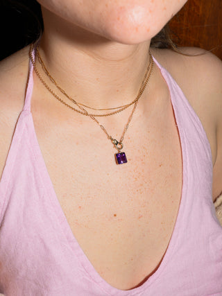 Devilsbit Amethyst Emerald Cut Charm in Yellow 14k Gold