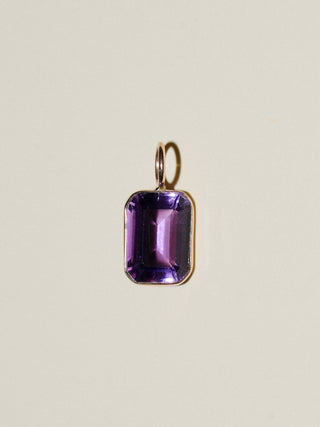 Bright Amethyst Emerald Cut Charm in 14k Yellow Gold