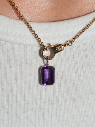 Ube Amethyst Emerald Cut Charm in Yellow 14k Gold