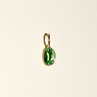 Poison Green Tourmaline Oval Cut Charm in Yellow 14k Gold