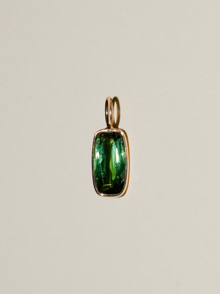 Salted Lime Green Tourmaline Can Cut Charm in Yellow 14k Gold