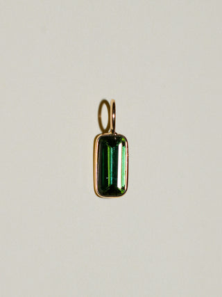 Rana Green Tourmaline Baguette Cut Charm in Yellow 14k Gold