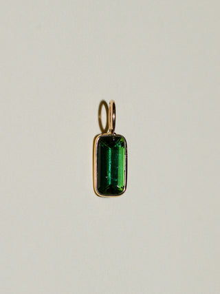 Rana Green Tourmaline Baguette Cut Charm in Yellow 14k Gold
