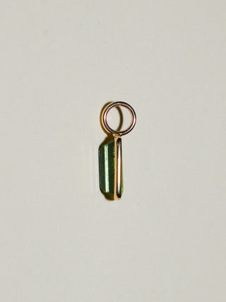 Rana Green Tourmaline Baguette Cut Charm in Yellow 14k Gold