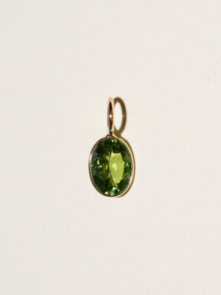 Naughty Green Tourmaline Oval Cut Charm in Yellow 14k Gold