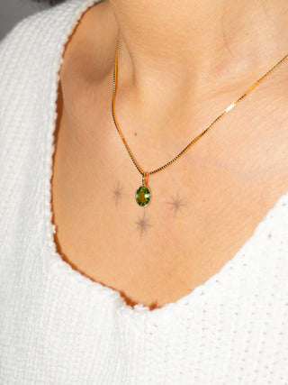 Naughty Green Tourmaline Oval Cut Charm in Yellow 14k Gold