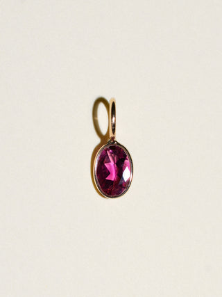Sweetheart Pink Tourmaline Oval Cut Charm in Yellow 14k Gold