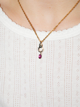 Sweetheart Pink Tourmaline Oval Cut Charm in Yellow 14k Gold