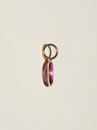 Smitten Pink Tourmaline Oval Cut Charm in Yellow 14k Gold