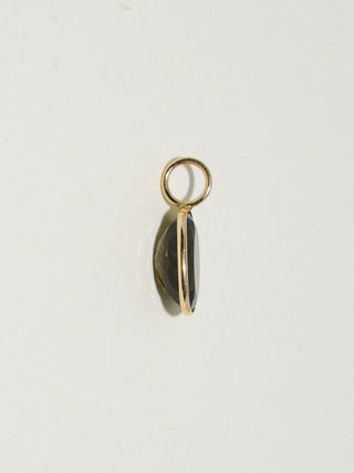 Midnight Rain Black Tourmaline Oval Cut Charm in Yellow 14k Gold