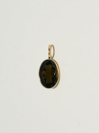 Midnight Rain Black Tourmaline Oval Cut Charm in Yellow 14k Gold