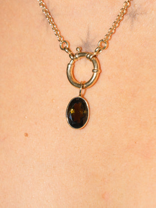 Midnight Rain Black Tourmaline Oval Cut Charm in Yellow 14k Gold