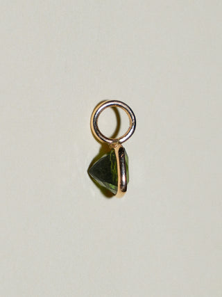 Limon Green Tourmaline Cushion Cut Charm in Yellow 14k Gold
