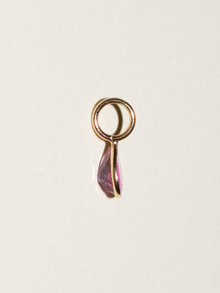 Steel Pink Tourmaline Teardrop Cut Charm in Yellow 14k Gold