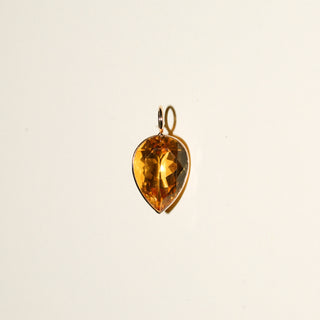 Marigold Citrine Inverted Pear Cut Charm in Yellow 14k Gold