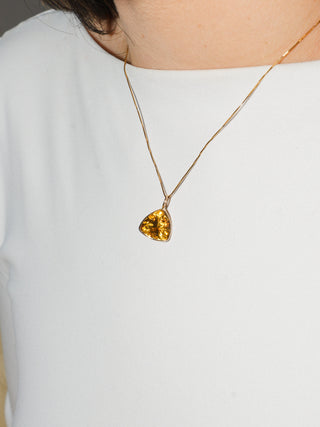 Daylily Citrine Trillion Cut Charm in 14k Yellow Gold