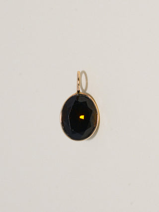 All Hallo's Eve Black Tourmaline Oval Cut Charm in Yellow 14k Gold