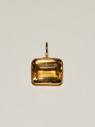 Bird Beak Golden Beryl East West Emerald Cut Charm in Yellow 14k Gold