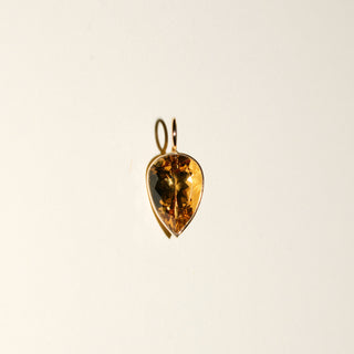 Sunset Heliodor Inverted Pear Cut Charm in Yellow 14k Gold