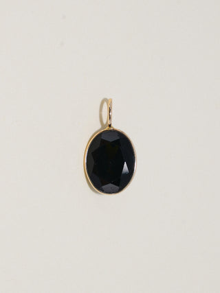 Kitty Cat Black Tourmaline Oval Cut Charm in Yellow 14k Gold
