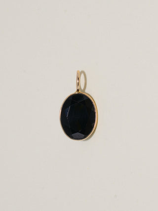 Kitty Cat Black Tourmaline Oval Cut Charm in Yellow 14k Gold