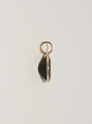 Kitty Cat Black Tourmaline Oval Cut Charm in Yellow 14k Gold