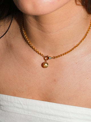 Mama Said Golden Beryl Round Cut Charm in Yellow 14k Gold