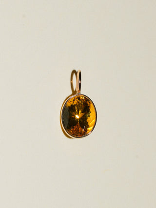 Sun Yellow Beryl Oval Cut Charm in Yellow 14k Gold