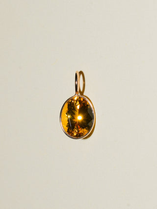 Sun Yellow Beryl Oval Cut Charm in Yellow 14k Gold
