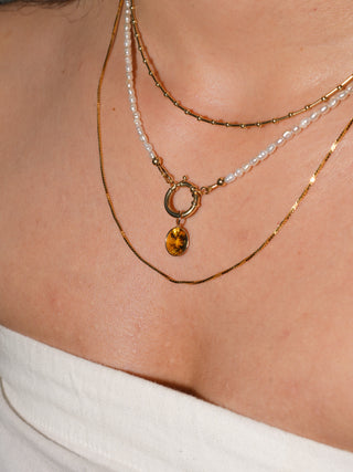 Sun Yellow Beryl Oval Cut Charm in Yellow 14k Gold