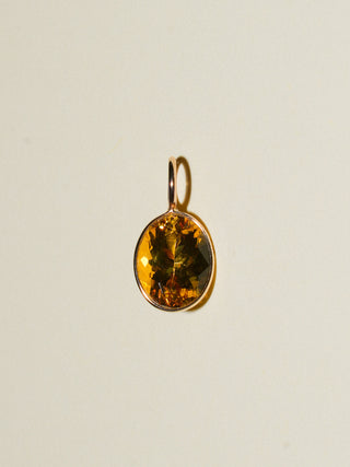 Sun Yellow Beryl Oval Cut Charm in Yellow 14k Gold