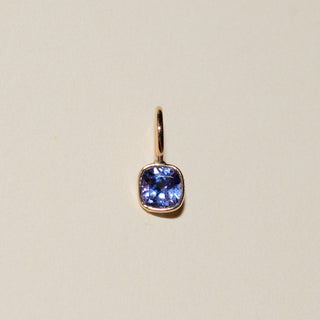 Azurine Tanzanite Cushion Cut Charm in Yellow 14k Gold