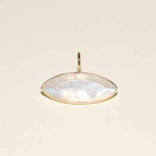 Iridescent Moonstone Marquise Cut Charm in 14k Yellow Gold