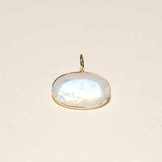 Iridescent Moonstone Cushion Cut Charm in 14k Yellow Gold