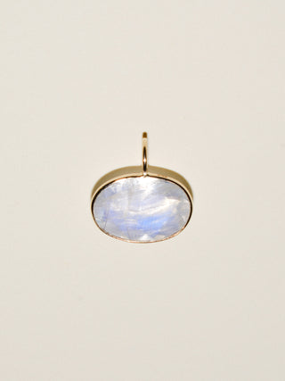 Moonscape Moonstone East West Oval Cut Charm in 14k Yellow Gold